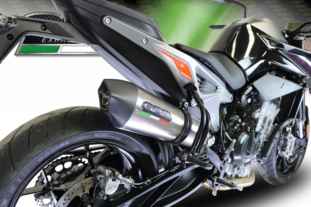 Escape compatible con Ktm Duke 790 2021-2024, GP Evo4 Titanium, Escape legal, homologado, silenciador con db killer desmontable y tubo de conexión específico 