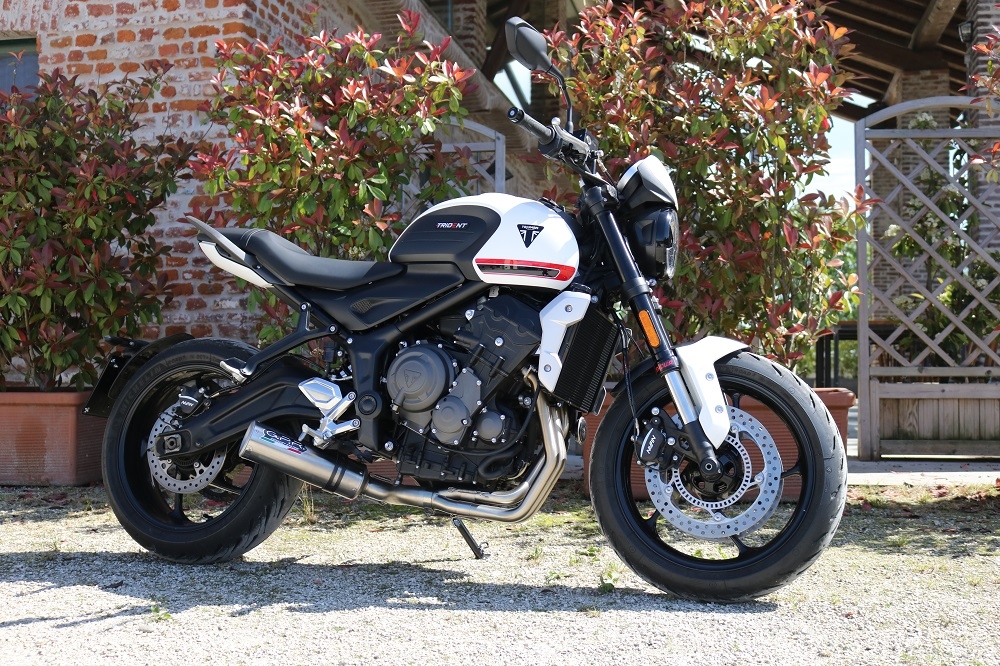 Escape compatible con Triumph Trident 660 2021-2024, M3 Inox , Escape completo, no legal para países de la UE, con db killer extraíble 