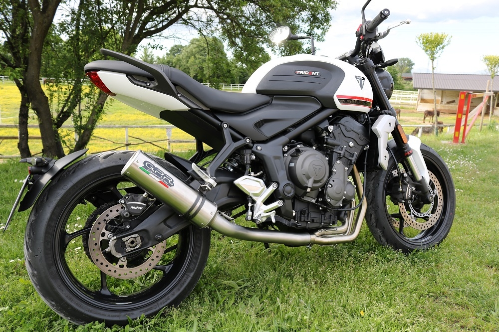 Escape compatible con Triumph Trident 660 2021-2024, M3 Inox , Escape completo, no legal para países de la UE, con db killer extraíble 