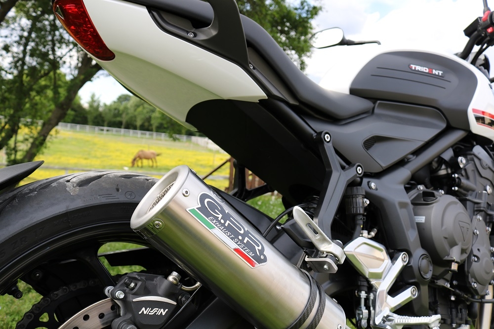Escape compatible con Triumph Trident 660 2021-2024, M3 Inox , Escape completo, no legal para países de la UE, con db killer extraíble 