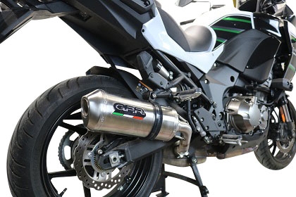 Escape compatible con Kawasaki Versys 1000 I.E. 2019-2020, Satinox , Escape legal, homologado, silenciador con db killer desmontable y tubo de conexión específico 
