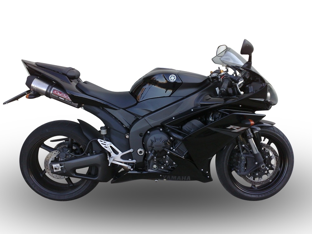 Escape compatible con Yamaha Yzf 1000 R1 2007-2008, Gpe Ann. titanium, Par de terminales de escape homologados, con db killer extraíbles y tubos de conexión específicos 