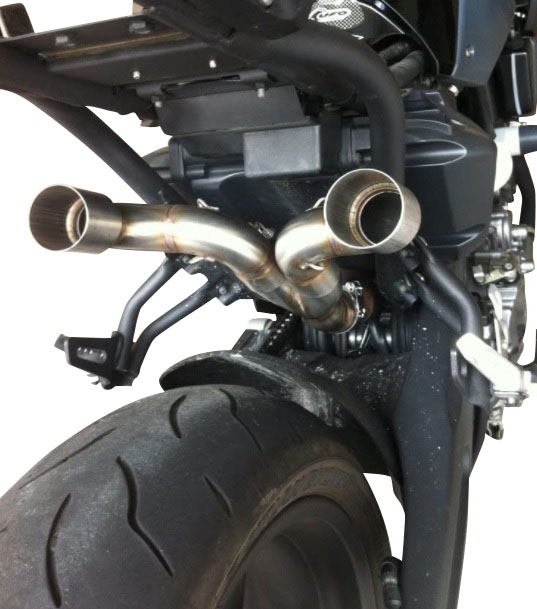 Escape compatible con Yamaha MT03 660 2006-2013, Gpe Ann. titanium, Par de terminales de escape homologados, con db killer extraíbles y tubos de conexión específicos 