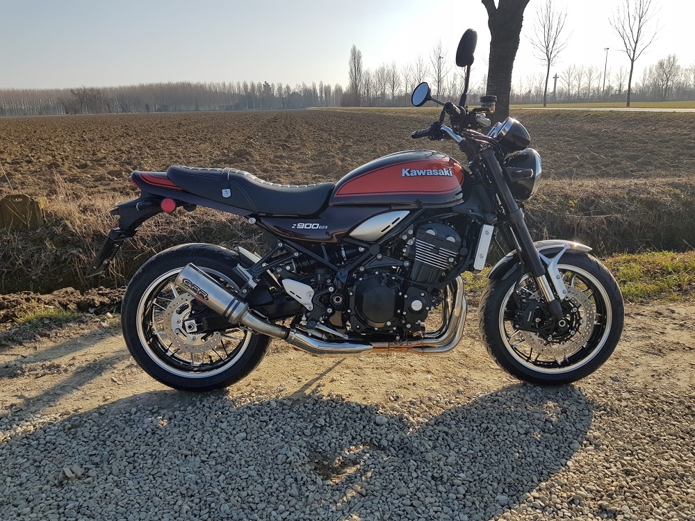 Escape compatible con Kawasaki Z 900 RS 2021-2024, M3 Titanium Natural, Escape legal, homologado, silenciador con db killer desmontable y tubo de conexión específico 