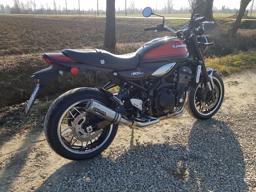 Escape compatible con Kawasaki Z 900 RS 2021-2024, M3 Titanium Natural, Escape legal, homologado, silenciador con db killer desmontable y tubo de conexión específico 