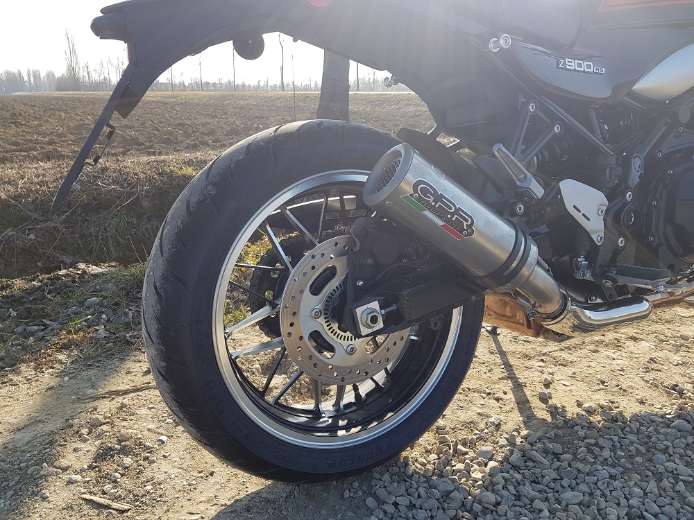 Escape compatible con Kawasaki Z 900 RS 2021-2024, M3 Titanium Natural, Escape legal, homologado, silenciador con db killer desmontable y tubo de conexión específico 