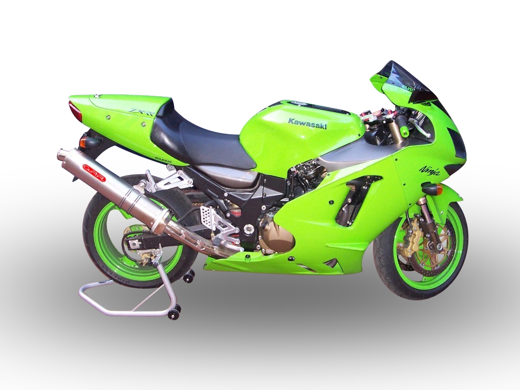 Escape compatible con Kawasaki ZX-12R 2000-2006, Inox Tondo, Silenciador de escape, homologado, montaje con brida específica (bolt-on), con db killer extraíble 