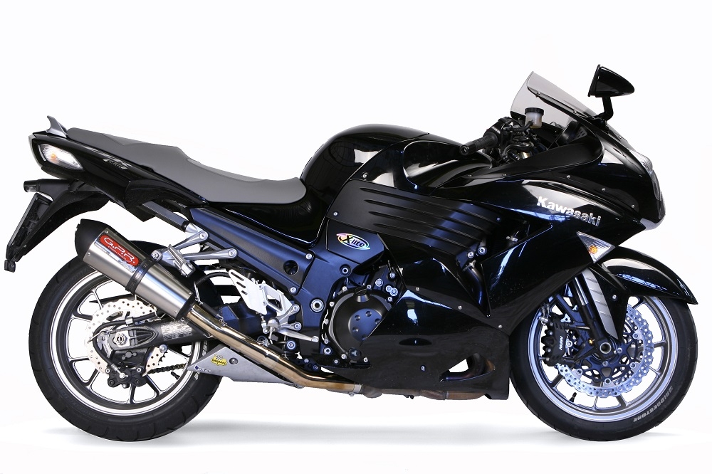 Escape compatible con Kawasaki Zzr 1400 2008-2011, Gpe Ann. titanium, Par de terminales de escape homologados, con db killer extraíbles y tubos de conexión específicos 