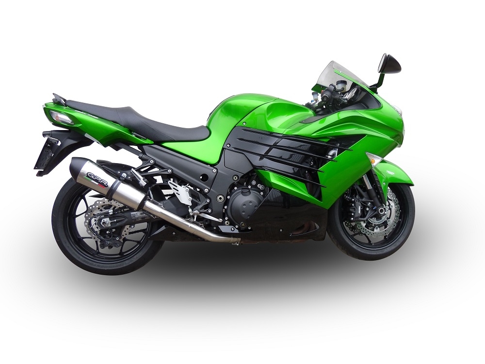 Escape compatible con Kawasaki Zzr 1400 2023-2024, Gpe Ann. titanium, Par de terminales de escape homologados, con db killer extraíbles y tubos de conexión específicos 
