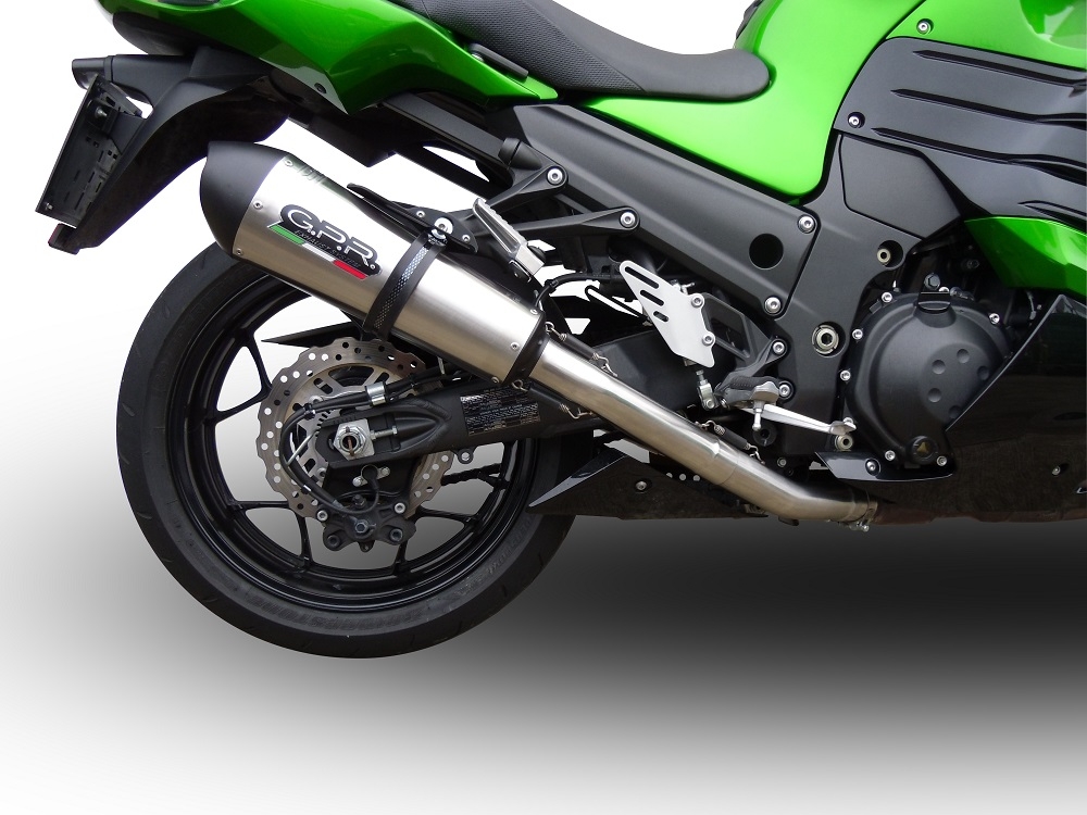 Escape compatible con Kawasaki Zzr 1400 2023-2024, Gpe Ann. titanium, Par de terminales de escape homologados, con db killer extraíbles y tubos de conexión específicos 