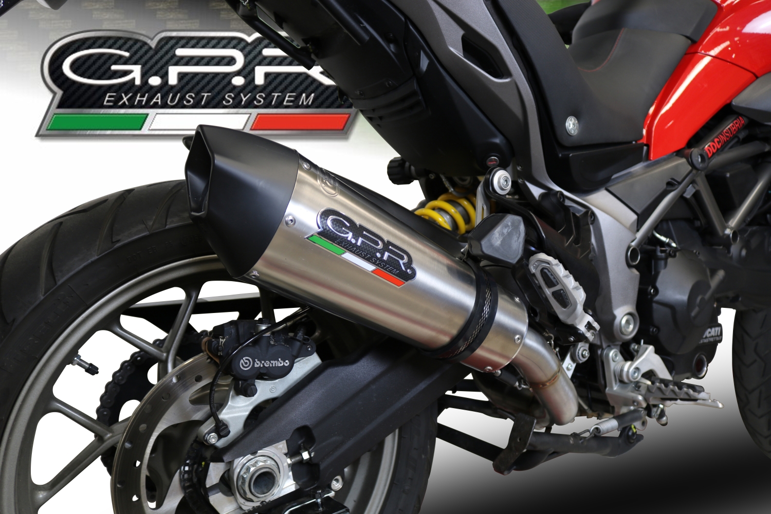 Escape compatible con Ducati Multistrada 950 2017-2020, Gpe Ann. Titanium, Sistema de escape medio lleno, incluido db killer extraíble y tubo de conexión 