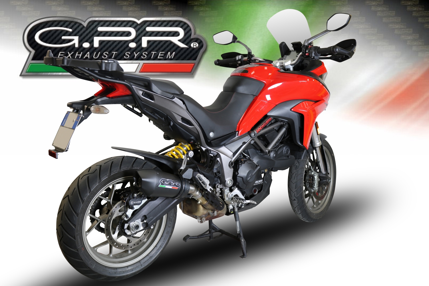 GPR escape compatible con  Ducati Multistrada 950 V2 S 2021-2024, New Grand Prix Evo Black Titanium, Escape legal, homologado, silenciador con db killer desmontable y tubo de conexión específico 