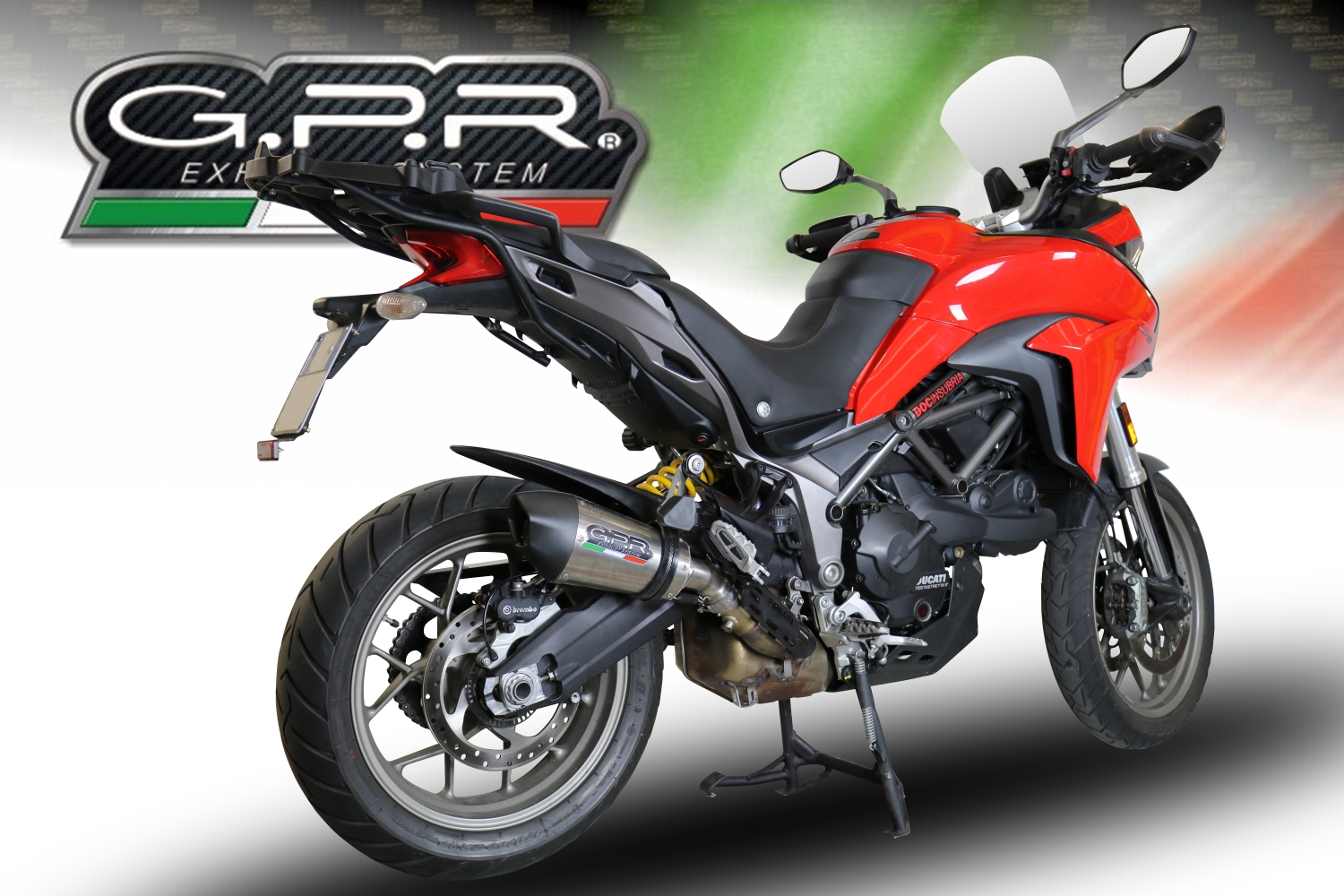 Escape compatible con Ducati Multistrada 950 2021-2024, GP Evo4 Titanium, Escape legal, homologado, silenciador con db killer desmontable y tubo de conexión específico 