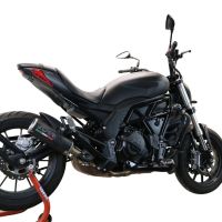 Escape compatible con Benelli 502 C 2019-2020, M3 Black Titanium, Escape legal, homologado, silenciador con db killer desmontable y tubo de conexión específico 
