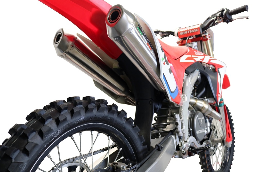Escape compatible con Honda Crf 450 R-RX 2017-2020, Pentacross Inox, Escape racing, linea completa, doble silenciador con db killer extraible 