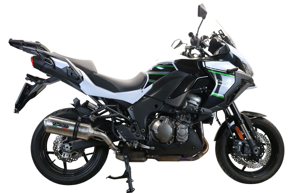 Escape compatible con Kawasaki Versys 1000 I.E. 2019-2020, Satinox , Escape legal, homologado, silenciador con db killer desmontable y tubo de conexión específico 