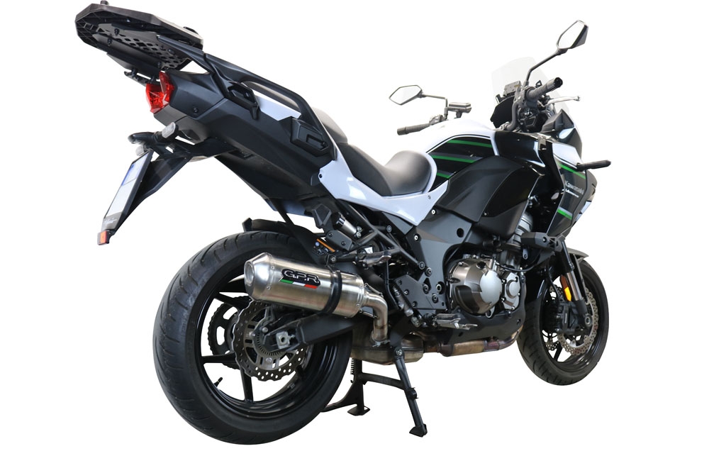Escape compatible con Kawasaki Versys 1000 I.E. 2019-2020, Satinox , Escape legal, homologado, silenciador con db killer desmontable y tubo de conexión específico 