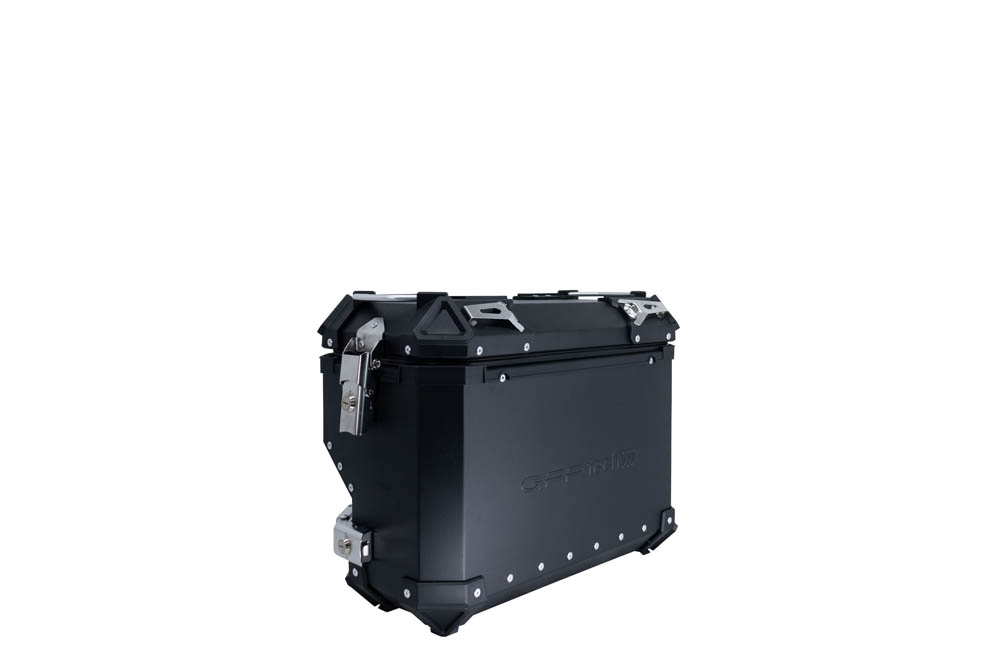 GPR TECH compatible con  Bmw R 1200 Gs 2013/2016 Par de maletas laterales en aluminio con lado derecho contorneado, color negro con portaequipajes específico Capacidad 38 LT. + 32 LT.