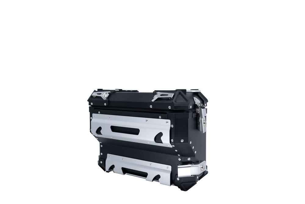 GPR TECH compatible con  Bmw R 1200 Gs 2013/2016 Par de maletas laterales en aluminio con lado derecho contorneado, color negro con portaequipajes específico Capacidad 38 LT. + 32 LT.