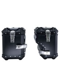 GPR TECH compatible con  Bmw F 750 Gs 2021/2024 e5 Par de maletas laterales en aluminio con lado derecho contorneado, color negro con portaequipajes específico Capacidad 38 LT. + 32 LT.