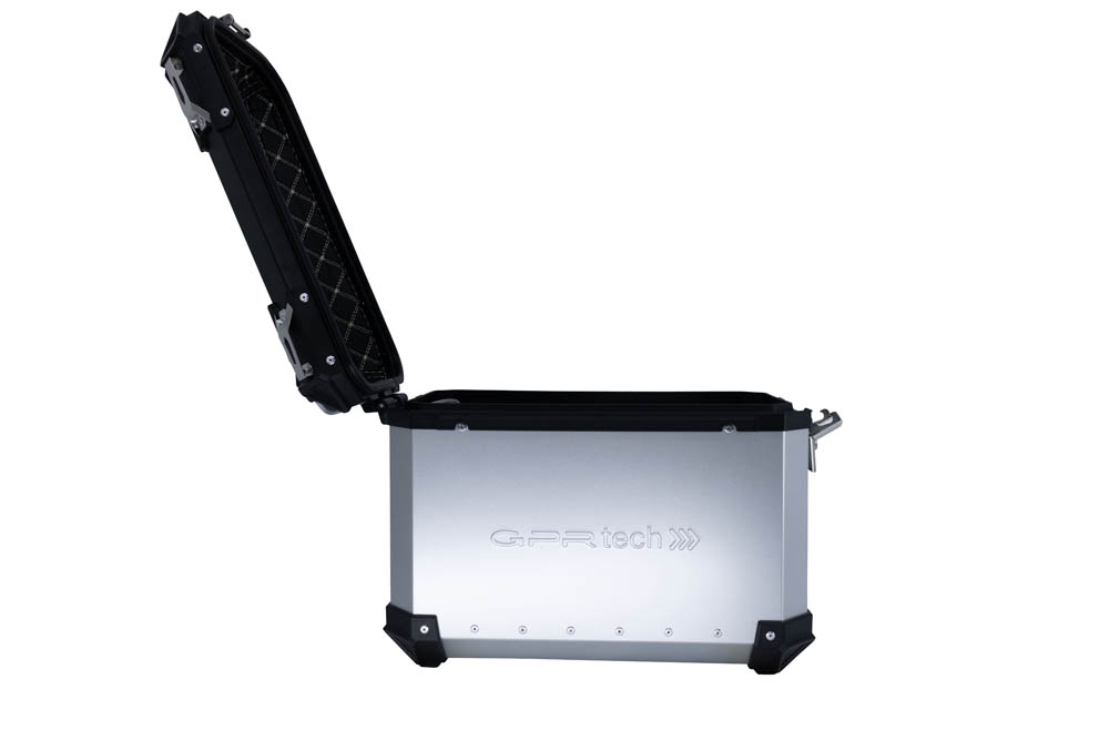 GPR TECH Par de maletas laterales en aluminio sin rack específico, color plata Capacidad 38 LT. + 38 LT. Capacidad 38 LT. + 38 LT.