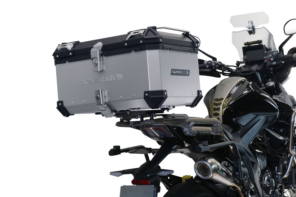 Baúl GPR TECH compatible con  Zontes 350 T1 ADV 2022/2024 e5 Baúl Alpi-Tech en aluminio color plata con placa específica incluida Capacidad Litros 55