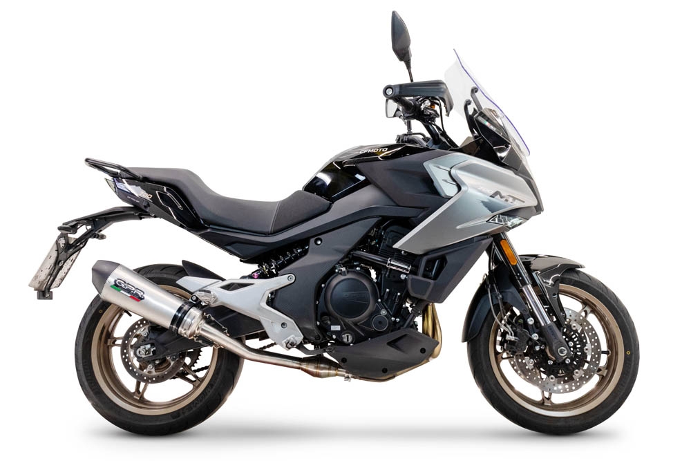 Escape compatible con Cf Moto 700 Mt 2023-2024, Gpe Ann. Titanium, Escape homologaedo, legal para mercados fuera de la UE, incluido tubo de enlace y db killer extraíble 