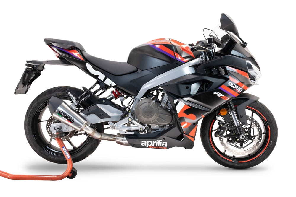 GPR escape compatible con  Aprilia RS 457 2024-2025, New Grand Prix Evo Titanium, Escape completo homologado y legal,con catalizador incluido db killer extraíble 