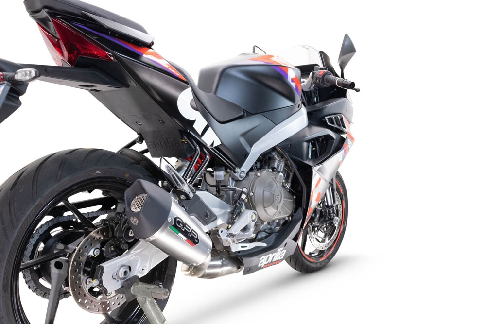 GPR escape compatible con  Aprilia RS 457 2024-2025, New Grand Prix Evo Titanium, Escape completo homologado y legal,con catalizador incluido db killer extraíble 