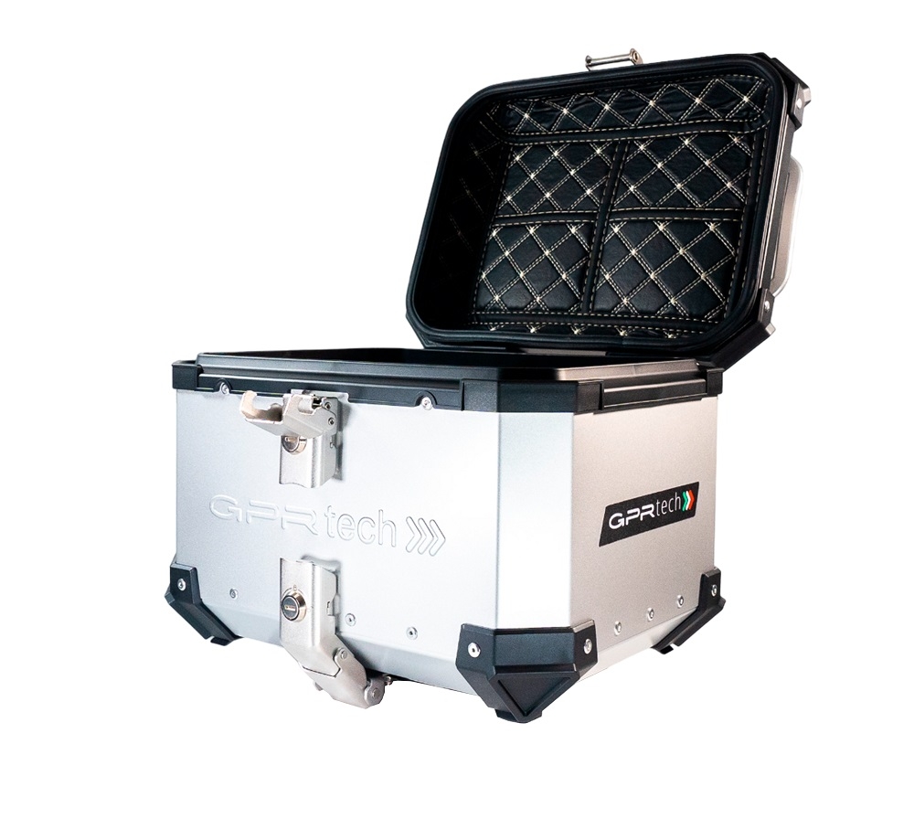 GPR TECH BAUL ALPI-TECH 26 LT. PLATA Baúl superior Top Case de aluminio color plata con placa universal incluida Capacidad Litros 26