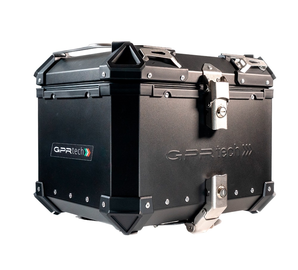 Baúl GPR TECH compatible con  Honda Forza 300 2018/2023 Baúl Alpi-Tech en aluminio, color negro con placa específica incluida Capacidad Litros 45