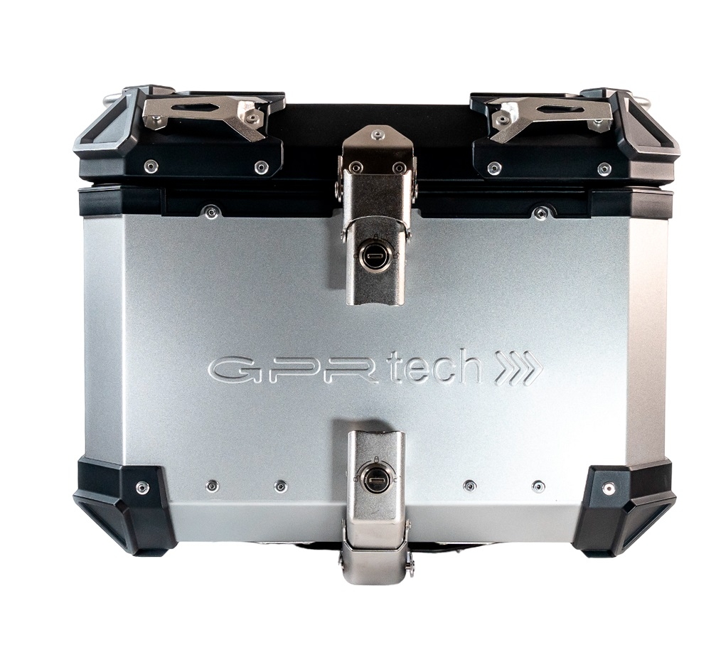 GPR TECH BAUL ALPI-TECH 45 LT. PLATA Baúl superior Top Case de aluminio, respaldo blando incluido, color plata con placa universal incluida Capacidad Litros 45