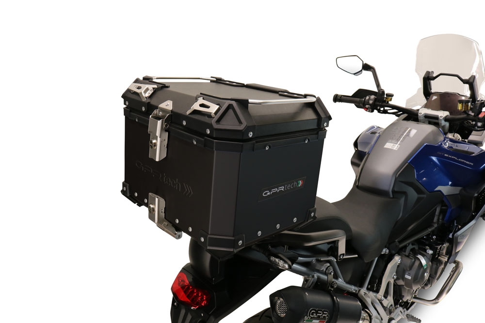 Baúl GPR TECH compatible con  Triumph Tiger 900 2020/2023 e5 Baúl Alpi-Tech en aluminio, color negro con placa específica incluida Capacidad Litros 45