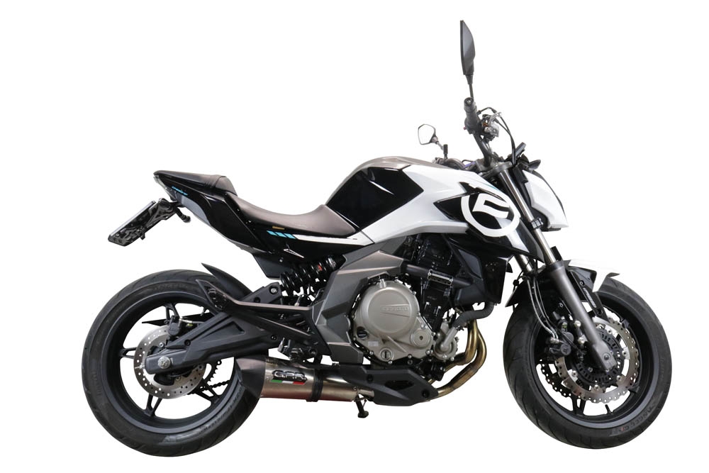 Escape compatible con Cf Moto 650 Mt 2021-2024, Gpe Ann. Titanium, Escape homologaedo, legal para mercados fuera de la UE, incluido tubo de enlace y db killer extraíble 