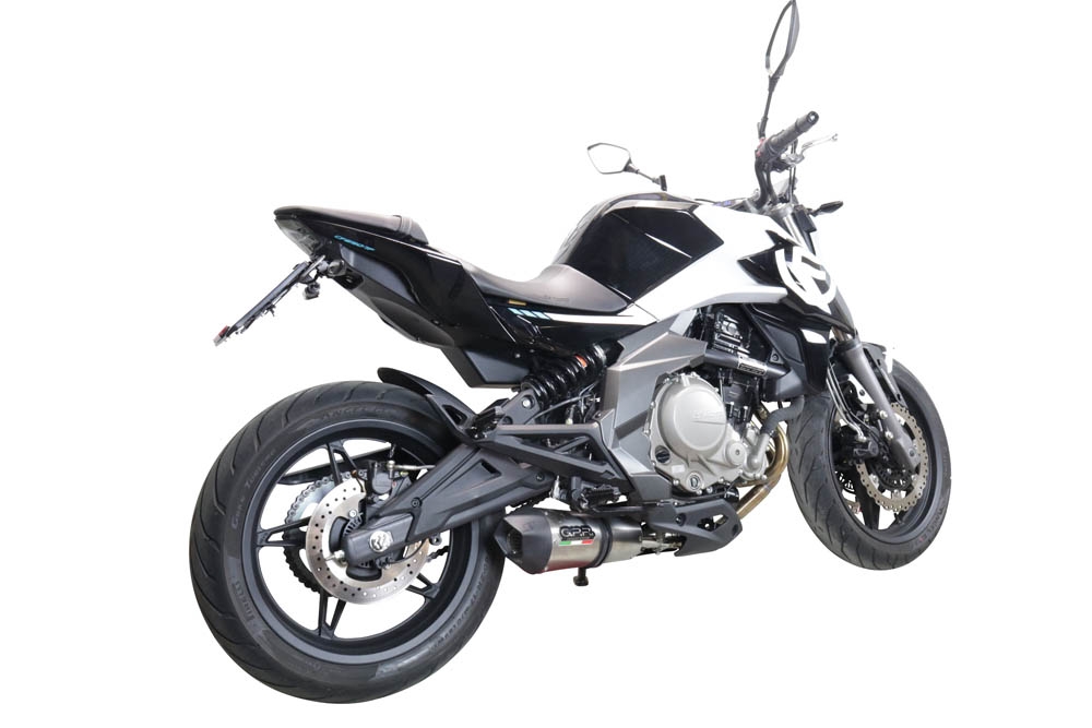 Escape compatible con Cf Moto 650 Mt 2021-2024, Gpe Ann. Titanium, Escape homologaedo, legal para mercados fuera de la UE, incluido tubo de enlace y db killer extraíble 