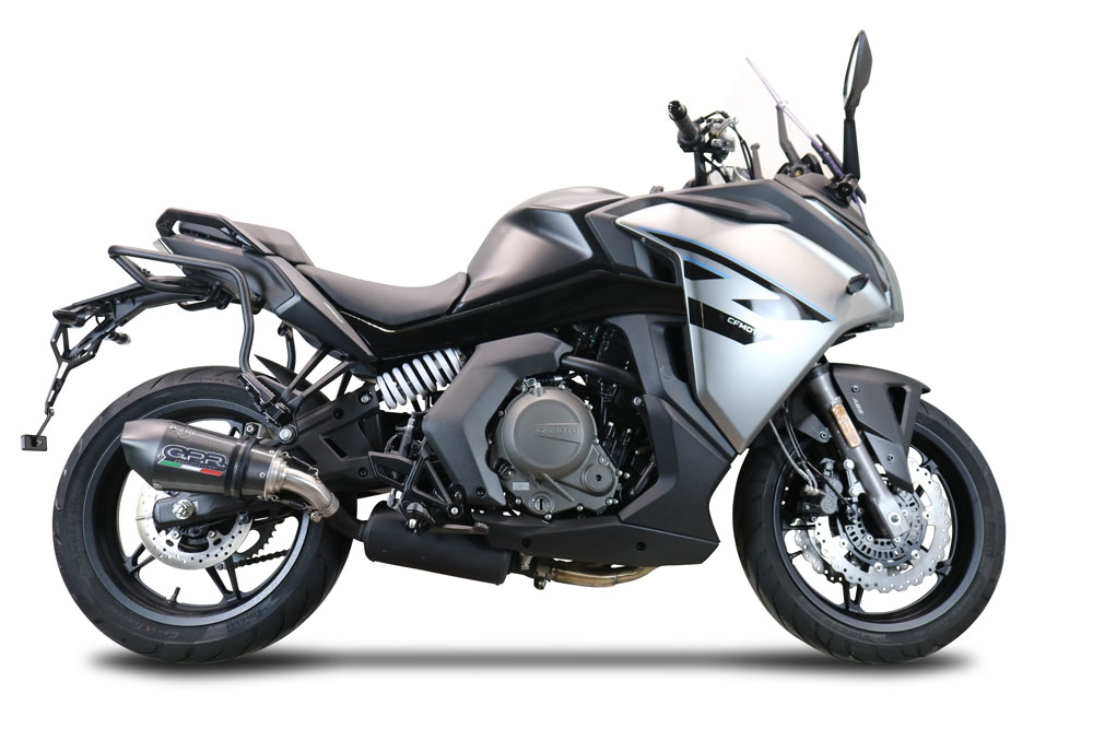 Escape compatible con Cf Moto 650 Gt 2022-2024, GP Evo4 Poppy, Escape legal, homologado, silenciador con db killer desmontable y tubo de conexión específico 