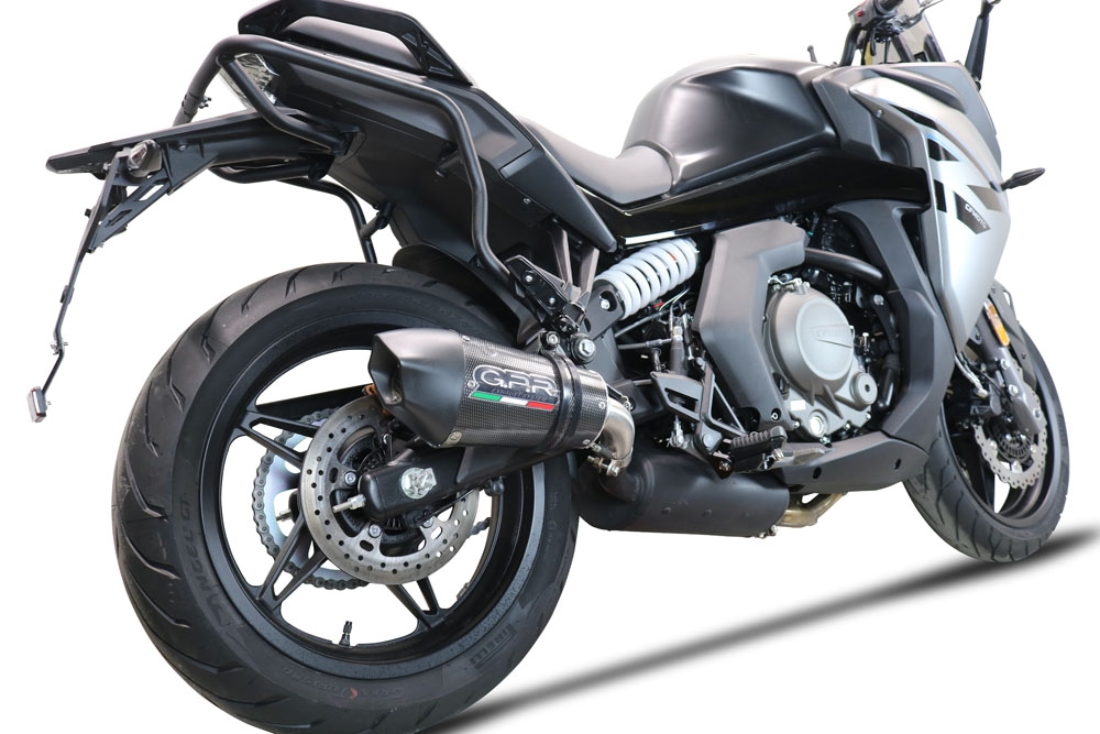 Escape compatible con Cf Moto 650 Gt 2022-2024, GP Evo4 Poppy, Escape legal, homologado, silenciador con db killer desmontable y tubo de conexión específico 