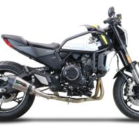 Escape compatible con Cf Moto 700 CL-X Adv 2022-2024, Gpe Ann. titanium, Sistema de escape medio lleno, incluido db killer extraíble y tubo de conexión 