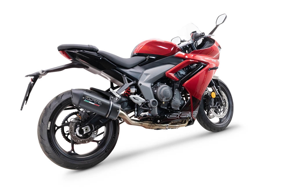 Escape compatible con Triumph Daytona 660 2023-2025, Furore Nero, Escape completo homologado y legal, incluido db killer extraíble 
