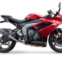 GPR escape compatible con  Triumph Daytona 660 2023-2025, M3 Black Titanium, Escape completo homologado y legal,con catalizador incluido db killer extraíble 