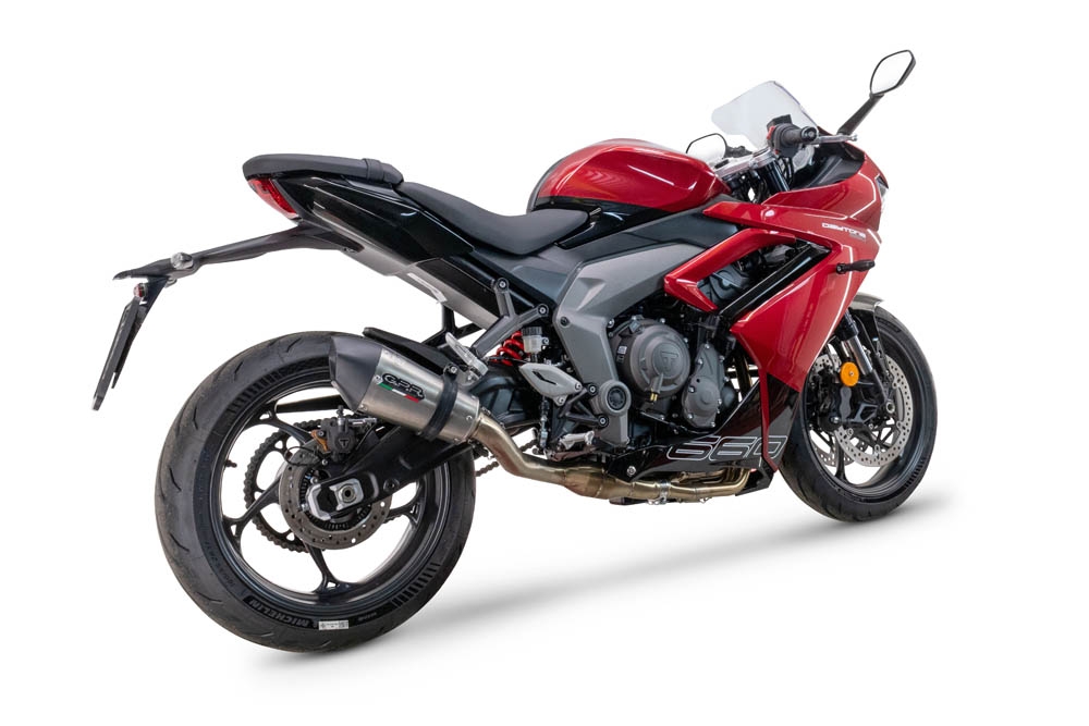 GPR escape compatible con  Triumph Daytona 660 2023-2025, New Grand Prix Evo Titanium, Escape completo, no legal para países de la UE, con db killer extraíble 