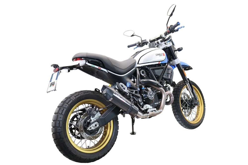 Escape compatible con Ducati Scrambler 800 Nightshift -Urban Motard 2021-2022, Gpe Ann. Poppy, Escape homologaedo, legal para mercados fuera de la UE, incluido tubo de enlace y db killer extraíble 
