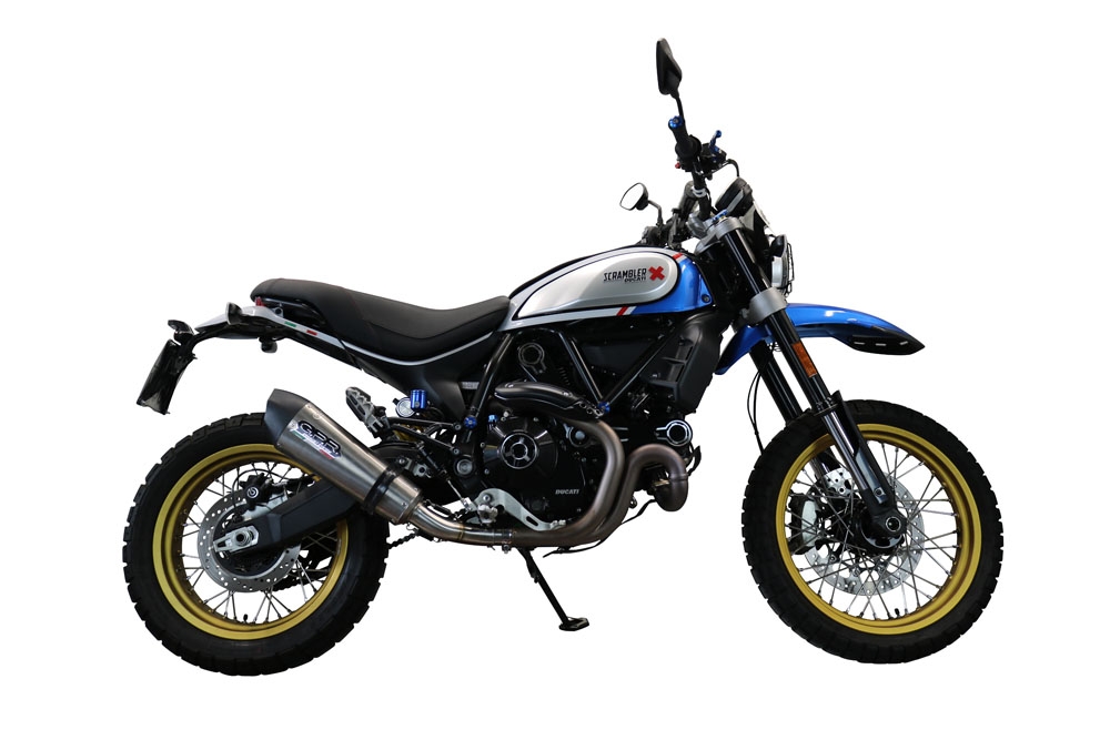 Escape compatible con Ducati Scrambler 800 Icon -Icon Dark 2021-2022, Gpe Ann. Titanium, Escape homologaedo, legal para mercados fuera de la UE, incluido tubo de enlace y db killer extraíble 