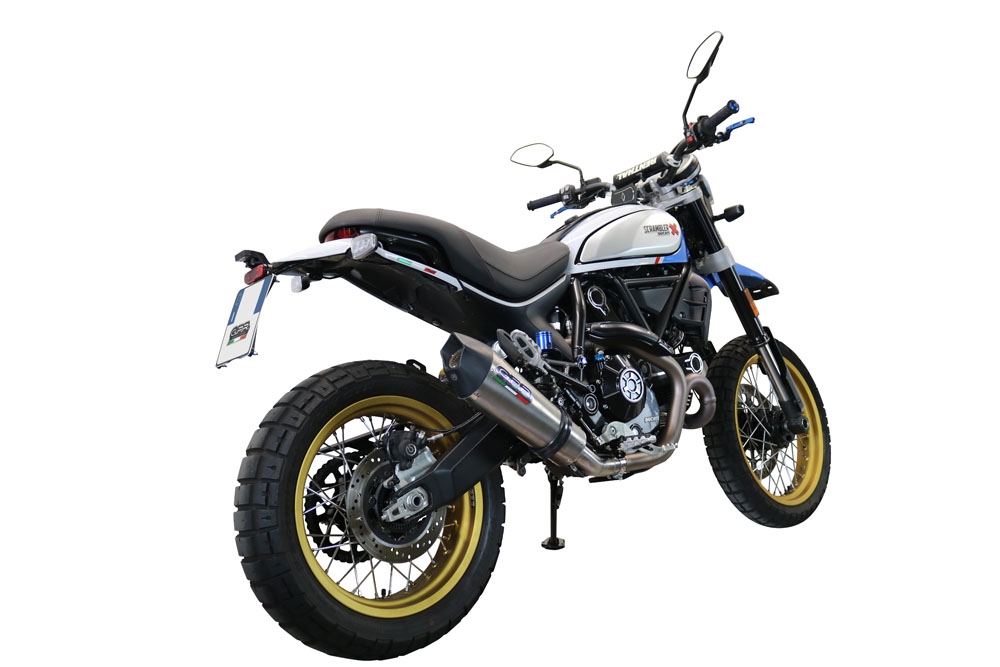Escape compatible con Ducati Scrambler 800 Icon -Icon Dark 2021-2022, Gpe Ann. Titanium, Escape homologaedo, legal para mercados fuera de la UE, incluido tubo de enlace y db killer extraíble 