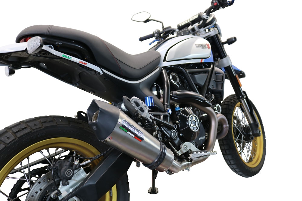 Escape compatible con Ducati Scrambler 800 Icon -Icon Dark 2021-2022, Gpe Ann. Titanium, Escape homologaedo, legal para mercados fuera de la UE, incluido tubo de enlace y db killer extraíble 