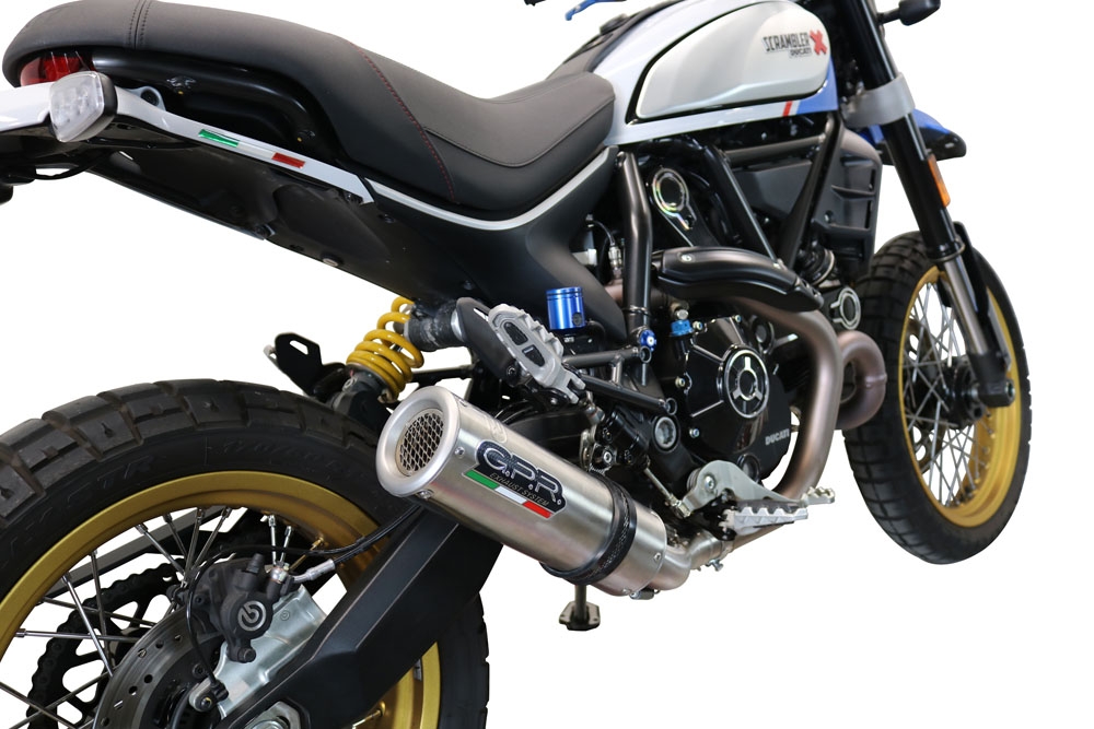 GPR escape compatible con  Ducati Scrambler 800 Icon -Icon Dark 2021-2022, M3 Titanium Natural, Escape legal, homologado, silenciador con catalizador, db killer desmontable y tubo de conexión específico 