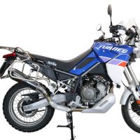 Escape compatible con Aprilia Tuareg 660 2021-2024, GP Evo4 Poppy, Escape legal, homologado, silenciador con db killer desmontable y tubo de conexión específico 