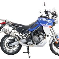 Escape compatible con Aprilia Tuareg 660 2021-2024, GP Evo4 Titanium, Escape legal, homologado, silenciador con db killer desmontable y tubo de conexión específico 
