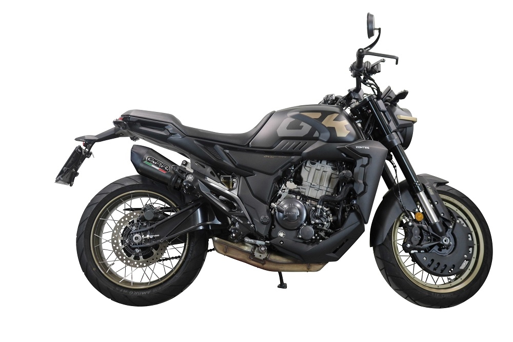 Escape compatible con Zontes 350 T1 ADV 2022-2024, GP Evo4 Poppy, Escape legal, homologado, silenciador con db killer desmontable y tubo de conexión específico 