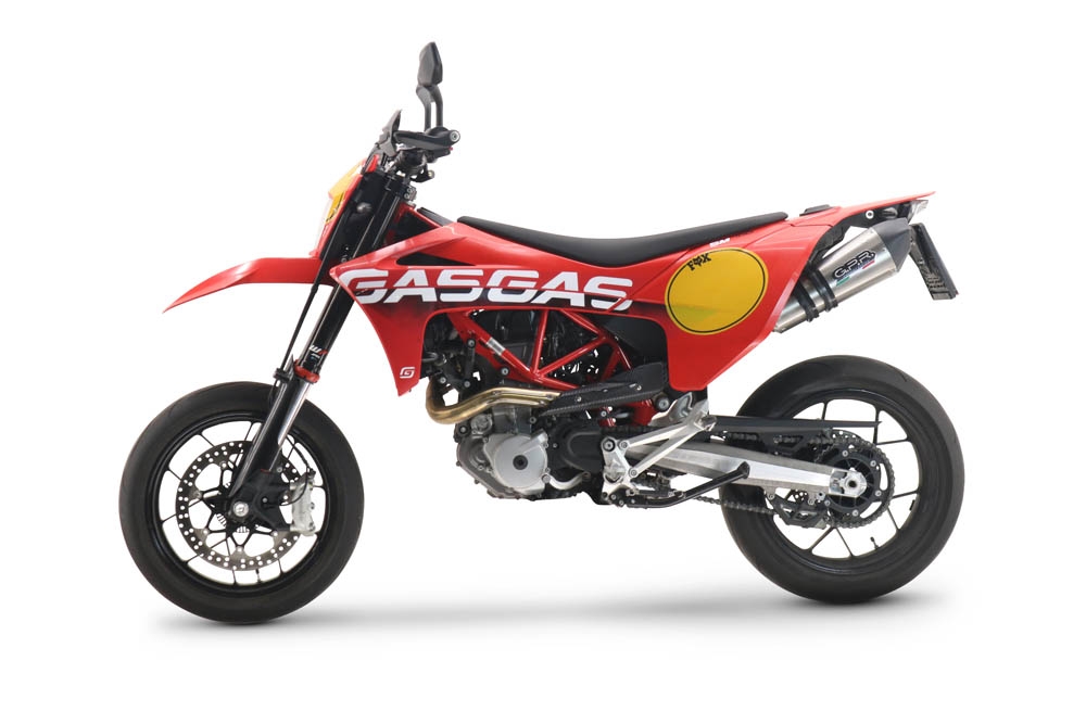 Escape compatible con Gas Gas SM 700 2023-2024, Gpe Ann. titanium, Escape homologaedo, legal para mercados fuera de la UE, incluido tubo de enlace y db killer extraíble 